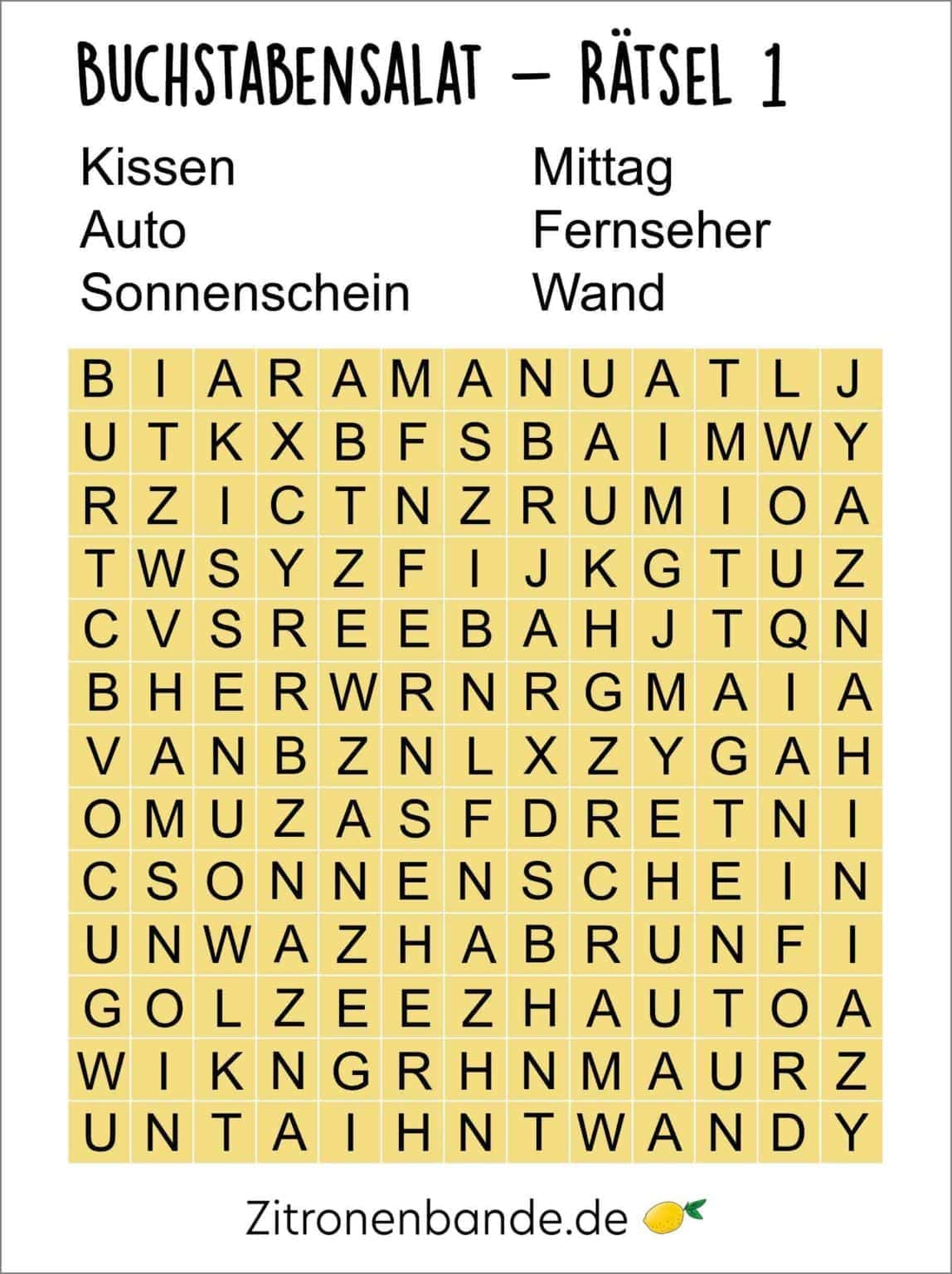 Buchstabensalat - tolle Buchstabenrätsel zum Ausdrucken & Lösen