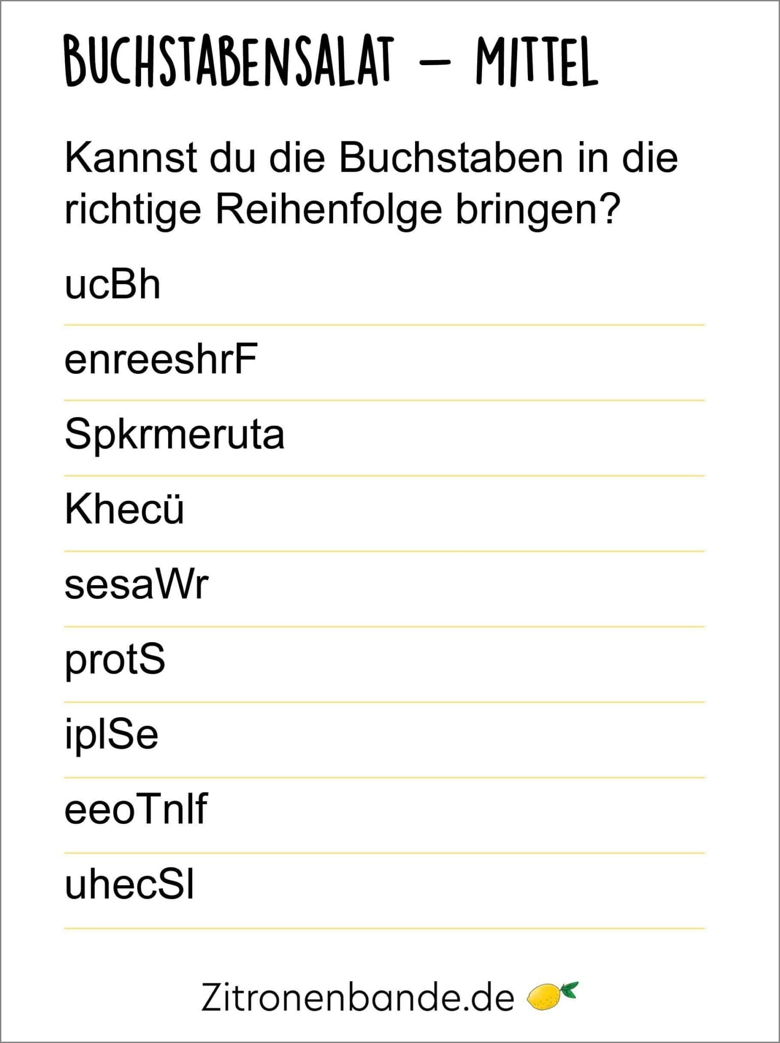 Buchstabensalat - tolle Buchstabenrätsel zum Ausdrucken & Lösen