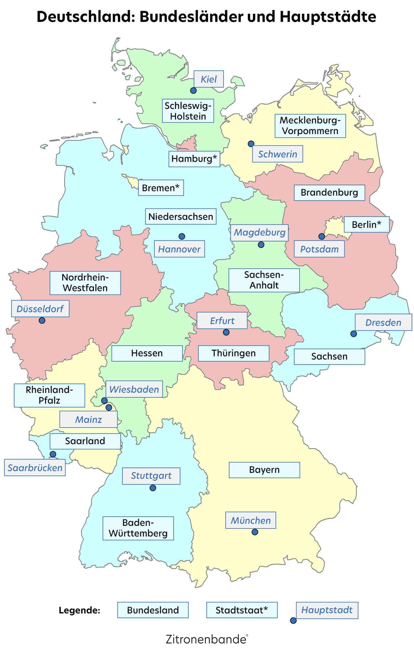 Bundesl nder In Deutschland 16 Bundesl nder Hauptst dte Karte 