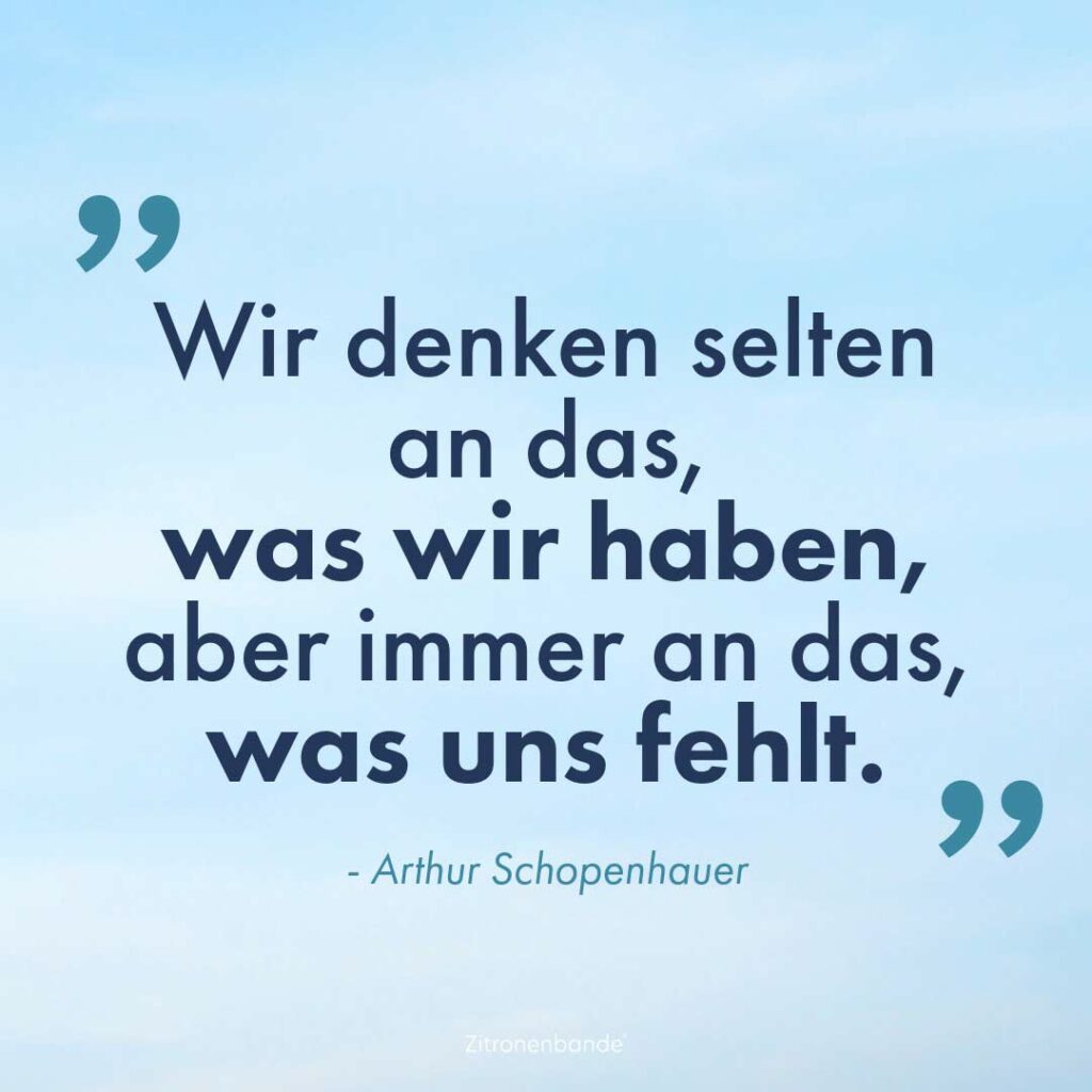 Schopenhauer: Wir denken selten an das, was wir haben, aber immer an das, was uns fehlt.