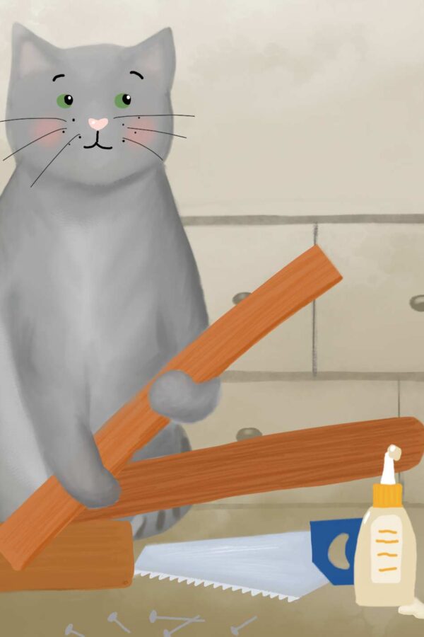 Kater Leo baut ein Vogelhaus