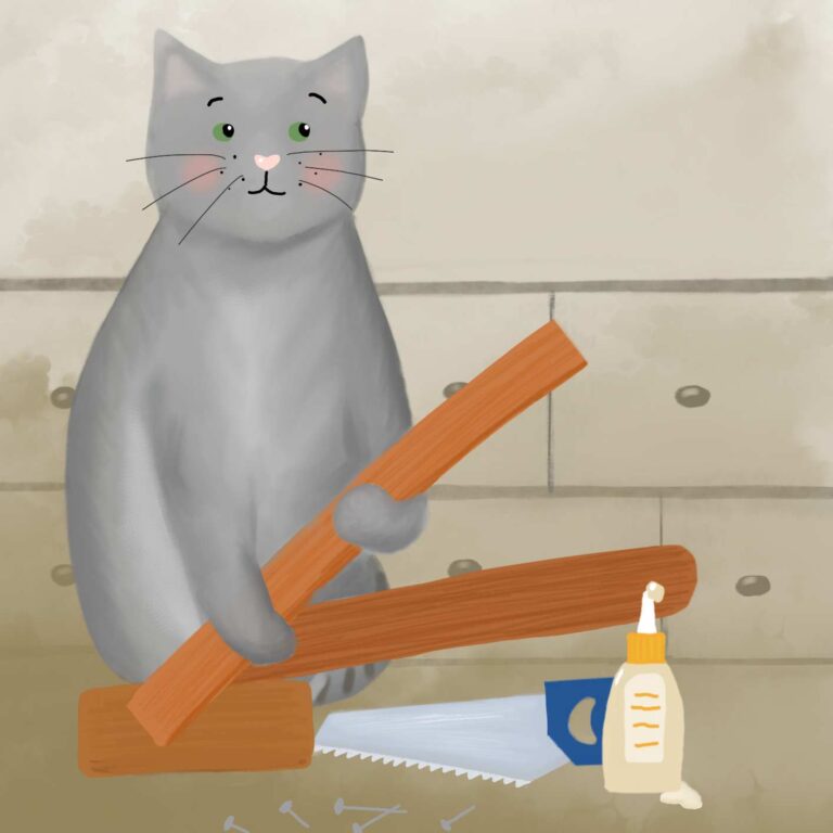 Kater Leo baut ein Vogelhaus