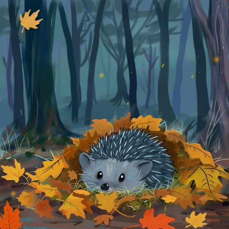 Der kleine Igel im Abendwald