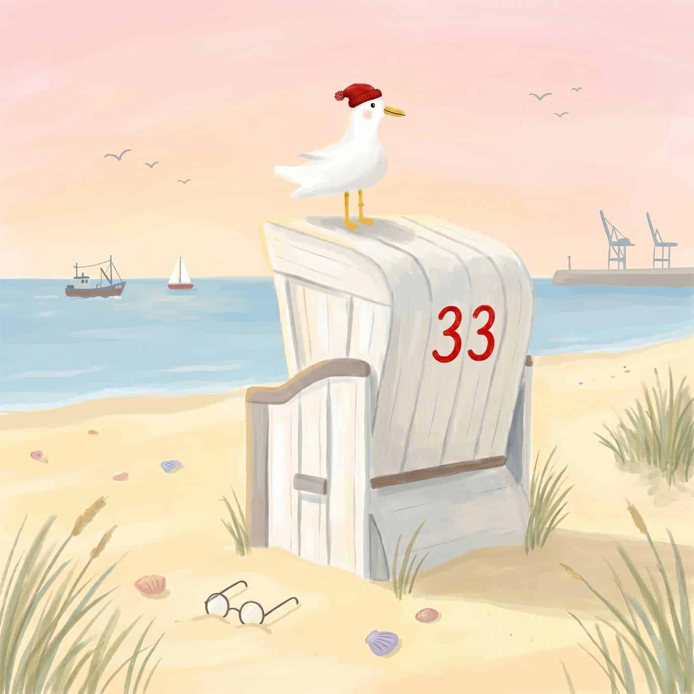 Möwe Erwin und der neue Strandkorb