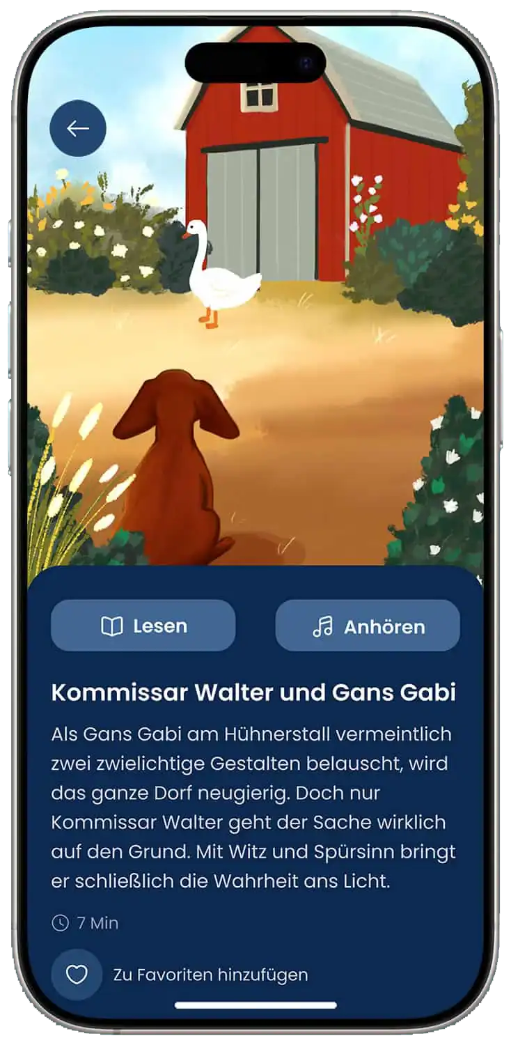 Gute-Nacht-Geschichte in der Zitronenbande App auswählen