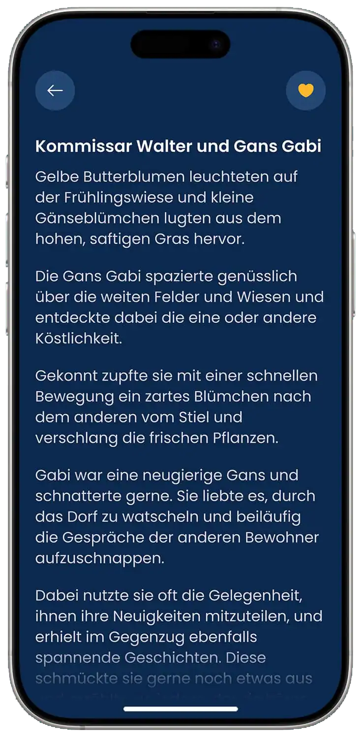 Gute-Nacht-Geschichte in der App lesen – dunkler Hintergrund, werbefrei
