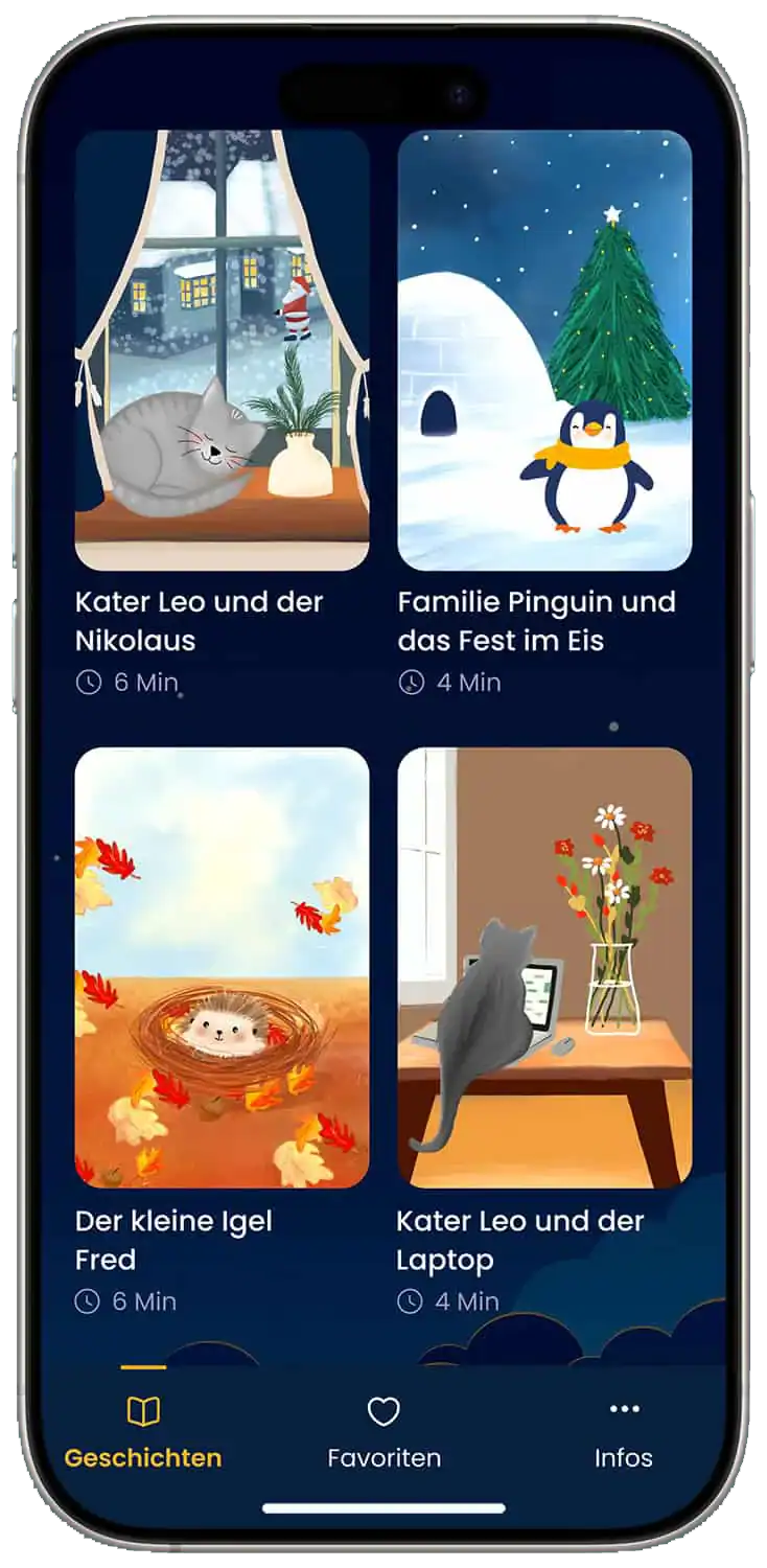 Zitronenbande Gute-Nacht-Geschichten App – Übersicht aller Geschichten